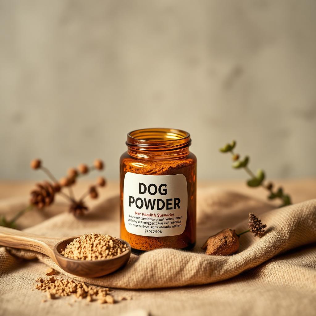 Amber jar of gut health powder on linen